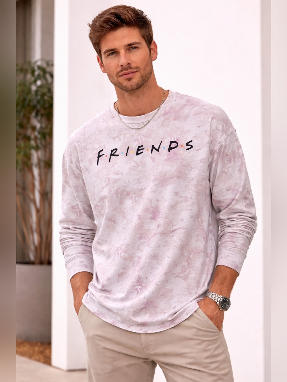 FRIENDS Tie-Dye Long Sleeve T-Shirt Men's Size S